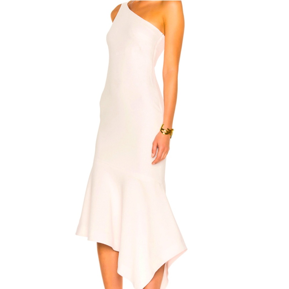 Dulcina One-shoulder Handkerchief-hem Midi. Size 0
